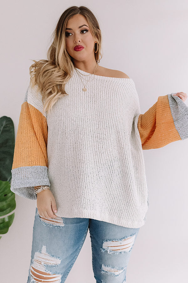 Calm And Carefree Colorblock Knit Sweater Curves Image - 1