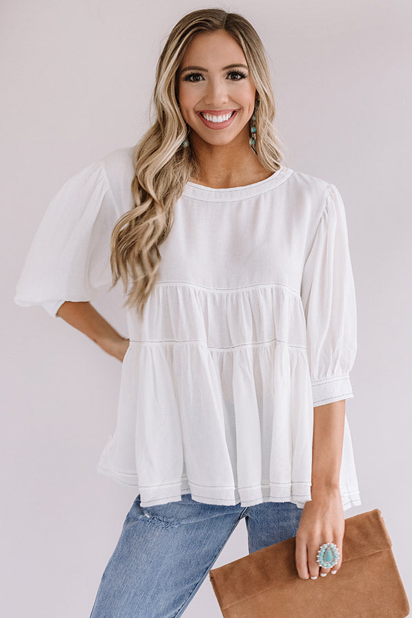 Everlasting Happiness Babydoll Top In White • Impressions Online Boutique