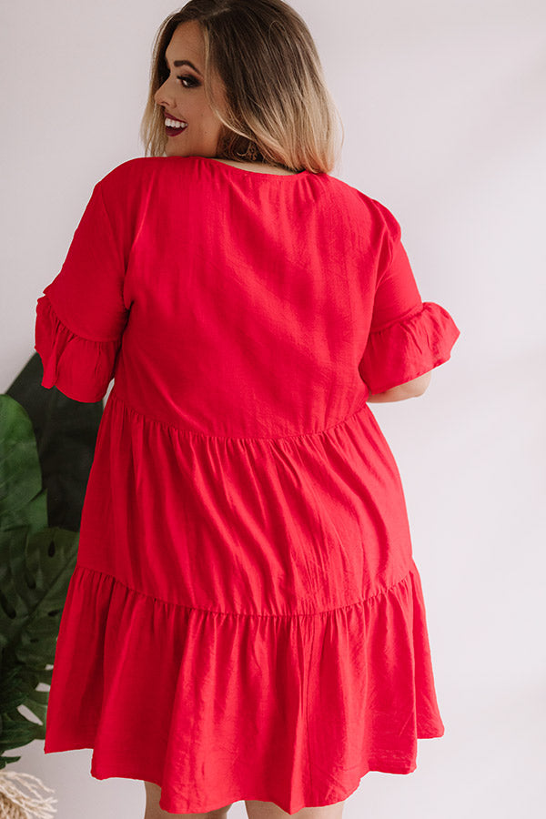 red babydoll dress plus size Sugarlips Plus Size Marion Puff Sleeve Square Neck Babydoll Poplin Mini Dress, Womens, 1X, Red