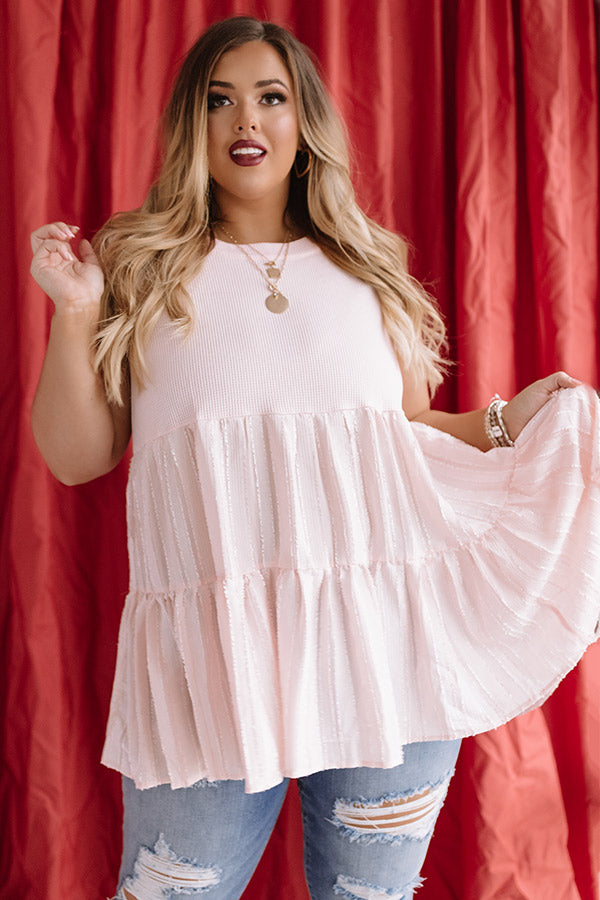 Chic City Girl Babydoll Tunic Top In Pink Curves