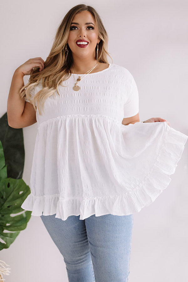 Kisses In Capri Babydoll Top In White  Curves