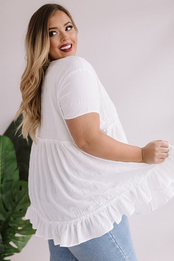 Kisses In Capri Babydoll Top In White  Curves