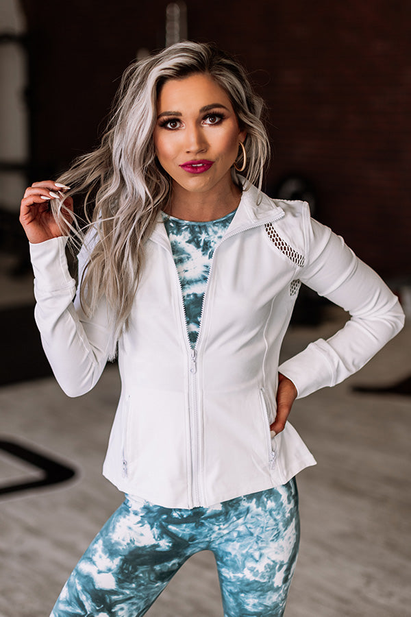 Workout, Then Wine Mesh Light Weight Active Jacket In White