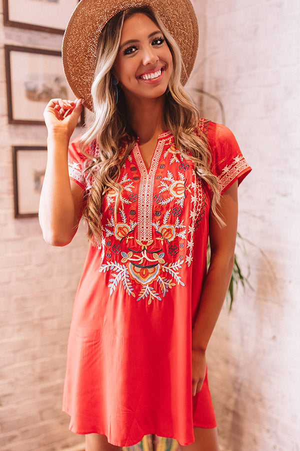 Bellinis In The Bahamas Embroidered Shift Dress