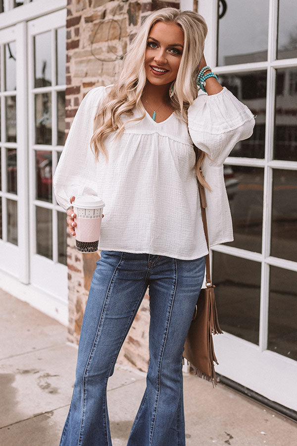 Brighton Beach Babydoll Top In White