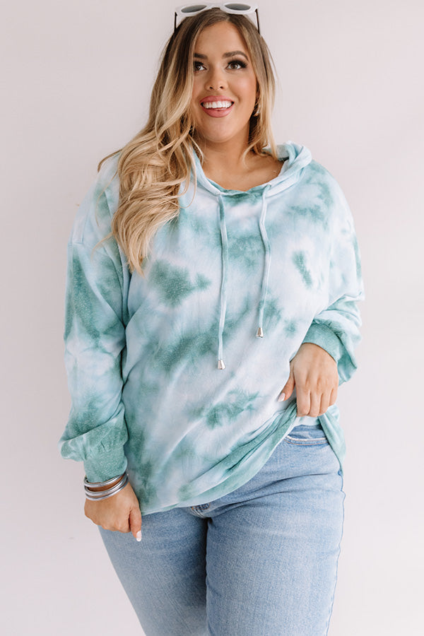 Watercolor Shores Tie Dye Hoodie In Turquoise Curves Image - 1