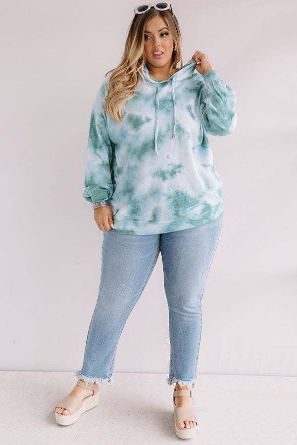 Watercolor Shores Tie Dye Hoodie In Turquoise Curves Image - 1