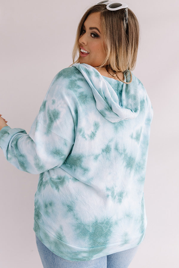 Watercolor Shores Tie Dye Hoodie In Turquoise Curves Image - 1