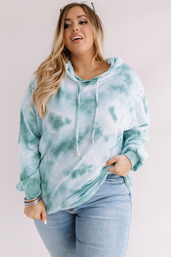 Watercolor Shores Tie Dye Hoodie In Turquoise Curves Image - 1