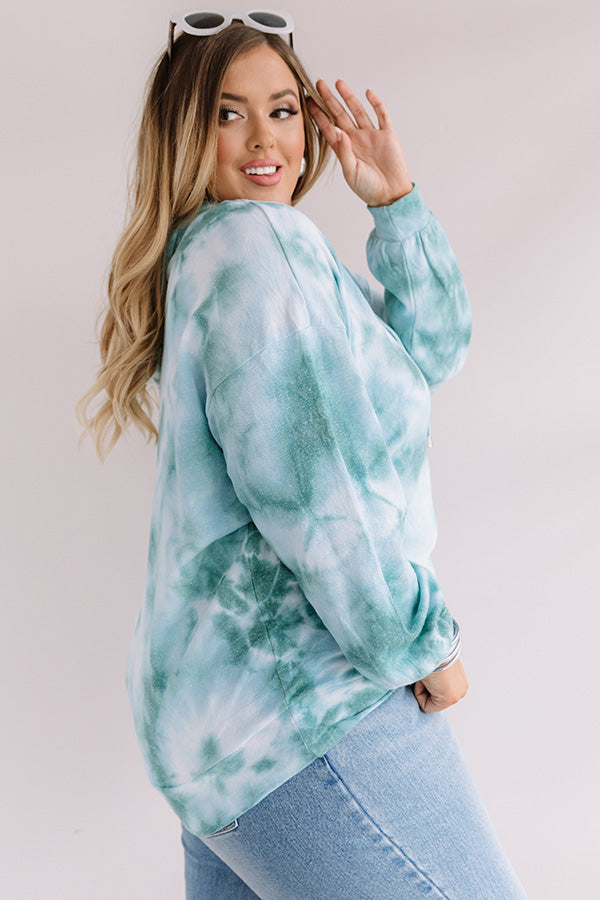 Watercolor Shores Tie Dye Hoodie In Turquoise Curves Image - 1