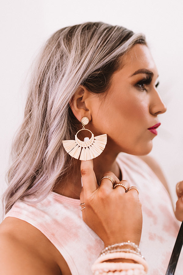 Margs In The Maldives Fan Earrings In Tan