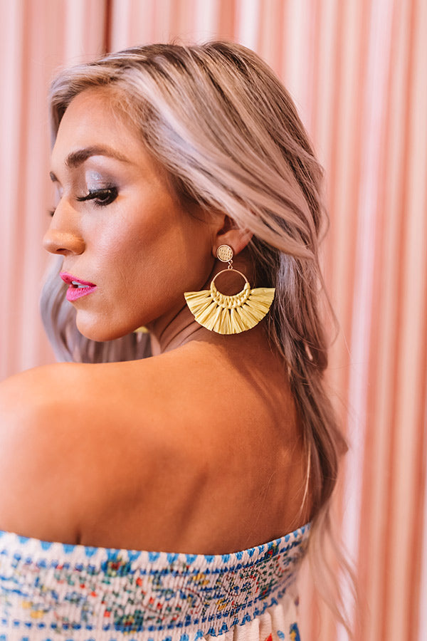 Margs In The Maldives Fan Earrings In Yellow