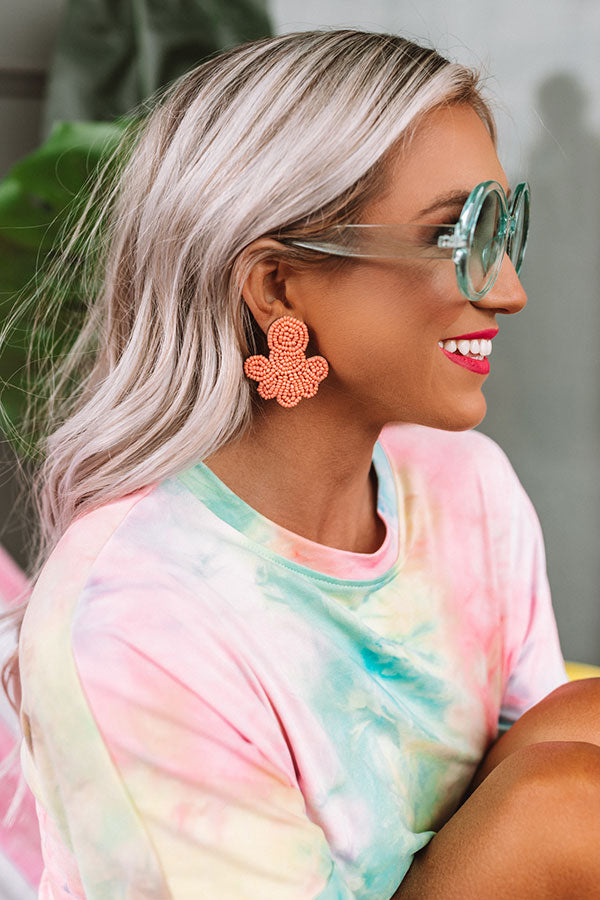Best Coast Beaded Earrings In Peach
