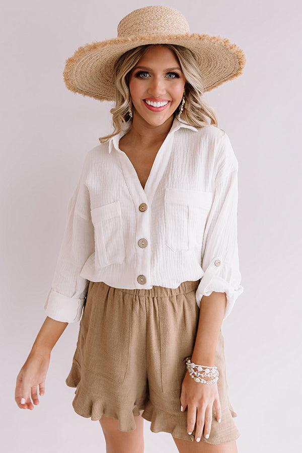 Meet Up For Margs Button Down Top In Ivory