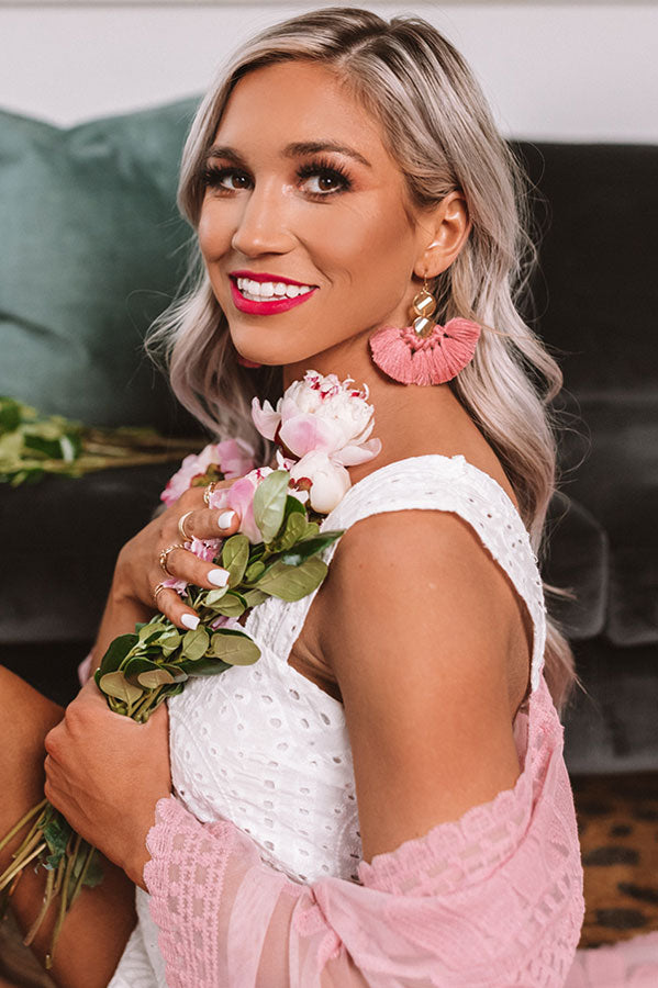 Pineapple Martini Fan Earrings In Blush