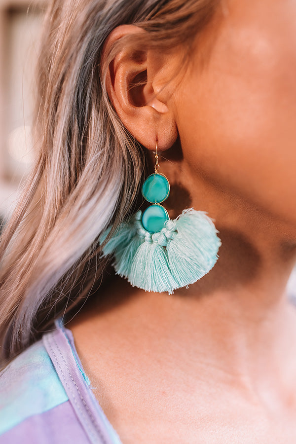 Pineapple Martini Fan Earrings In Turquoise