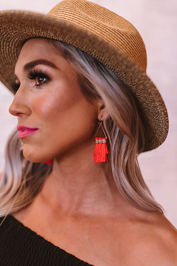 Paradise Pretty Tassel Earrings In Red