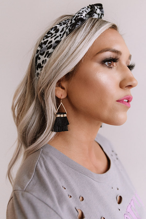 Paradise Pretty Tassel Earrings In Black