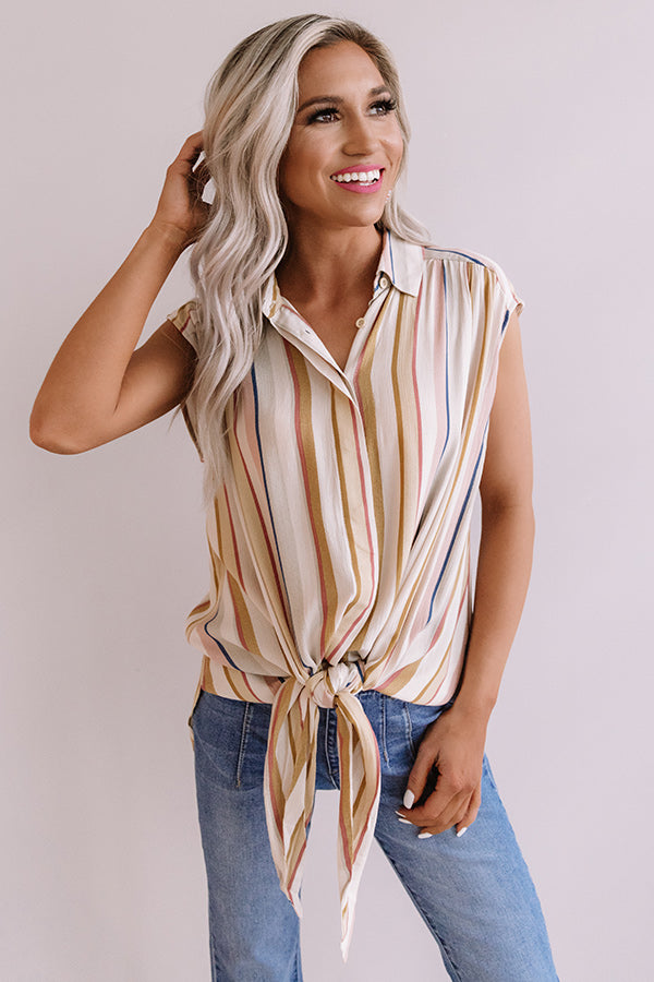 Easy And Breezy Stripe Tie Top