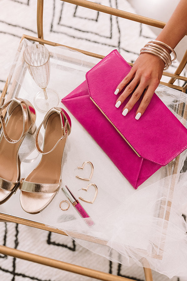 Champagne Splash Faux Leather Clutch