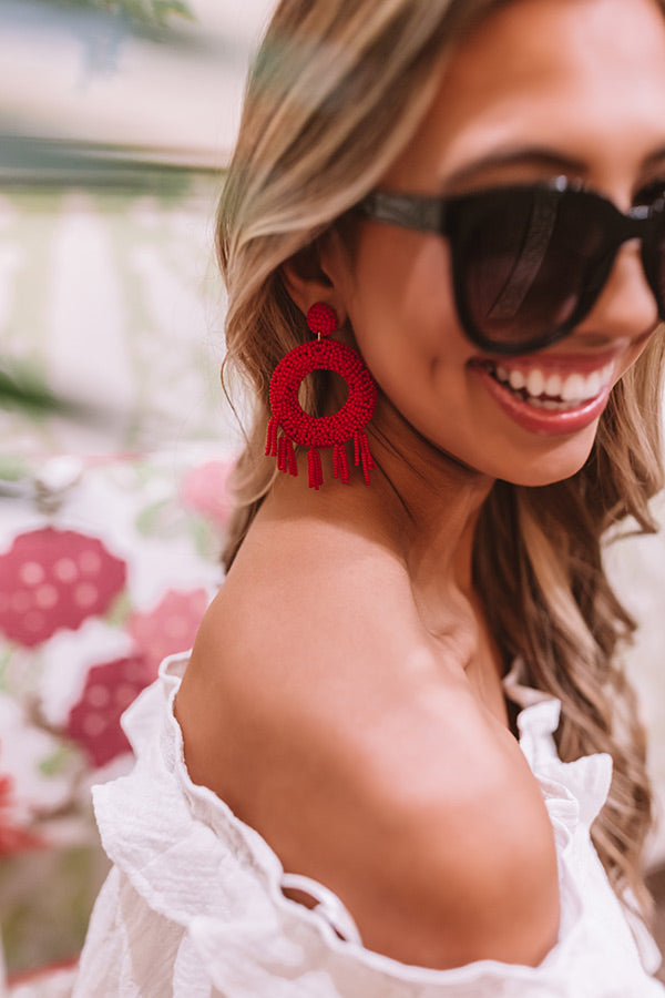 Styled To Perfection Beaded Earrings In Red