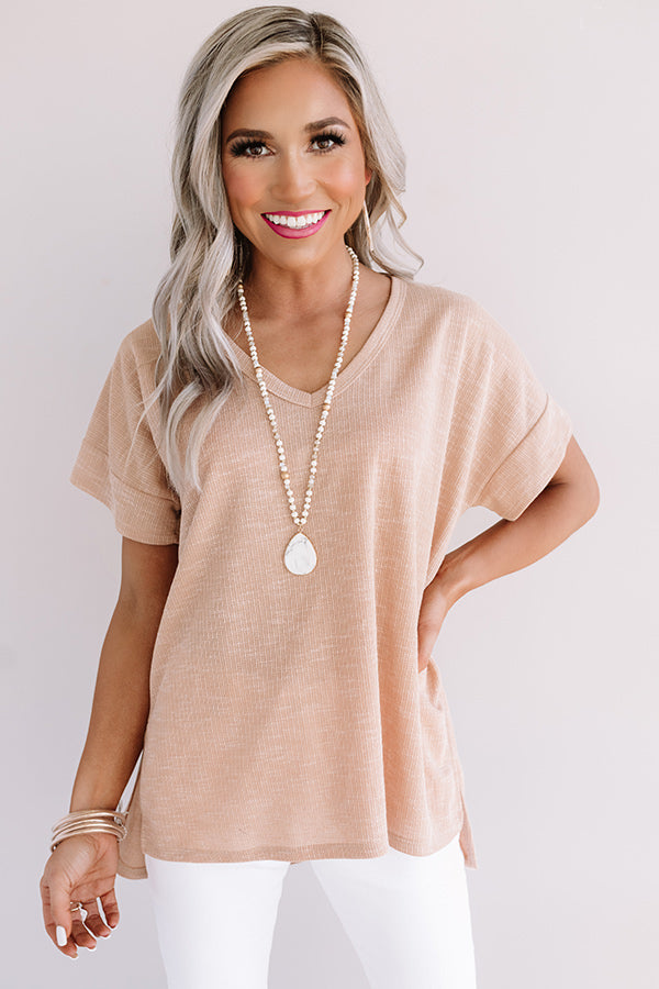 Total Smoke Show Knit Shift Top in Iced Latte