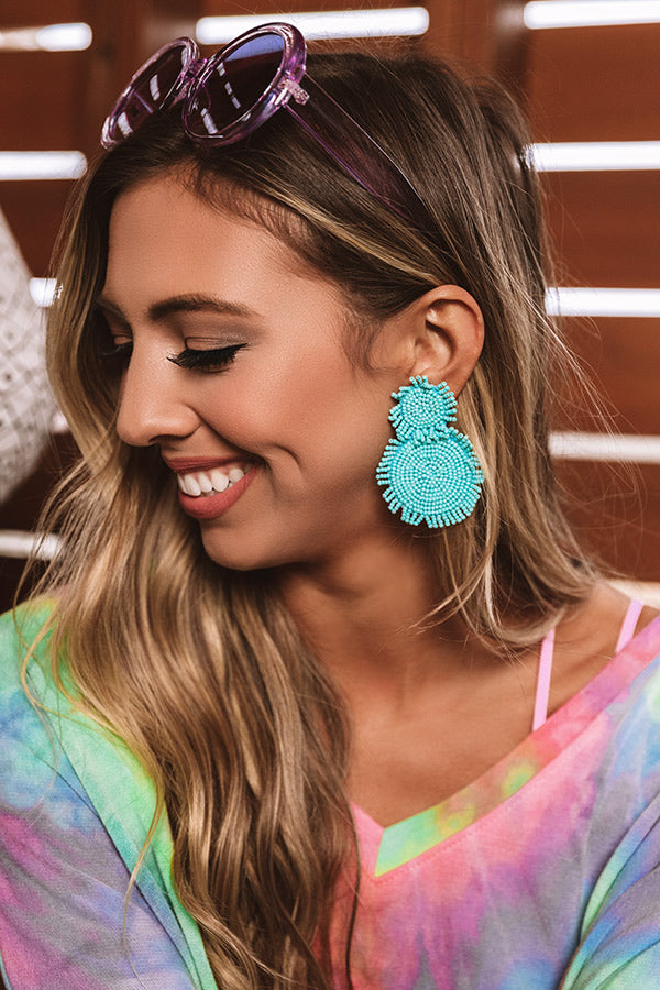 Cayman Crushing Beaded Earring in Turquoise
