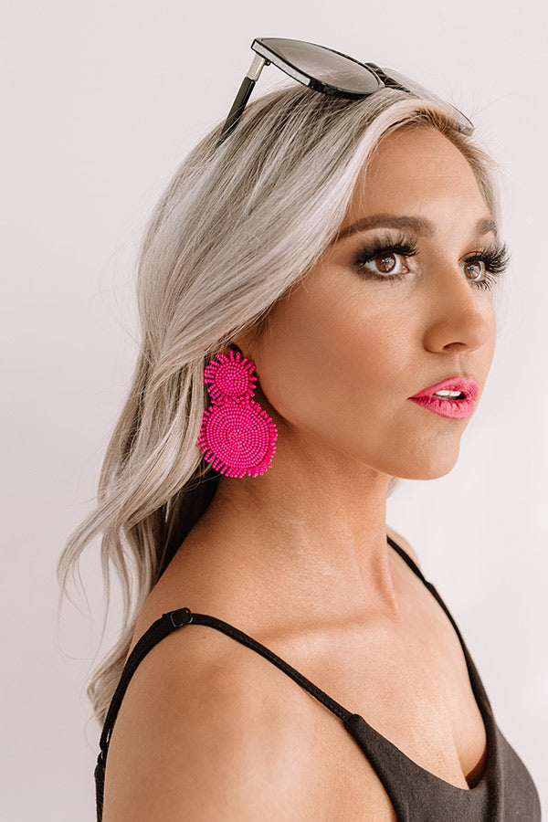 Cayman Crushing Beaded Earring in Hot Pink