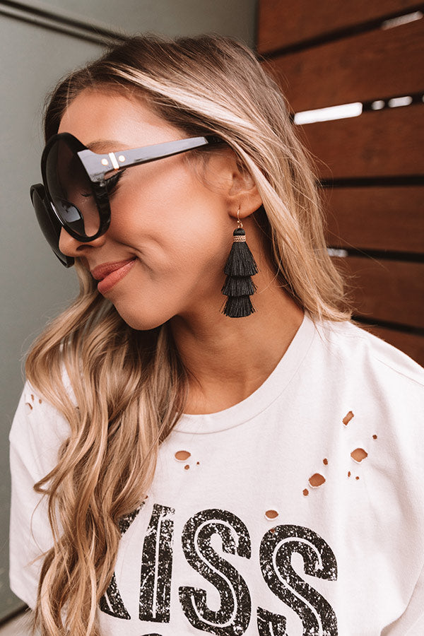 Aruba Kisses Tassel Earrings In Black