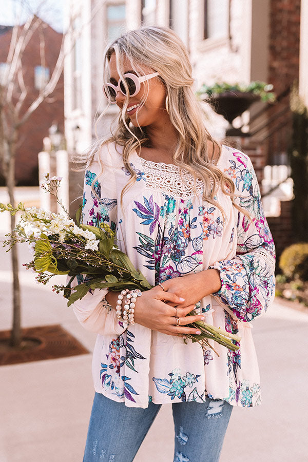 Floral Spell Shift Top In Peach