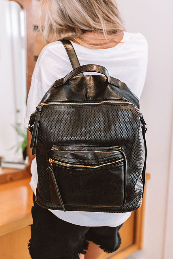 black leather backpack necessary clothing The Essential Faux Leather Backpack In Black