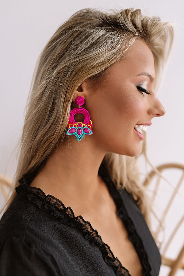 Spicy Margs Beaded Earrings In Fuchsia