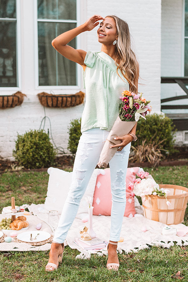 Excellent Evening One Shoulder Shift Top In Mint