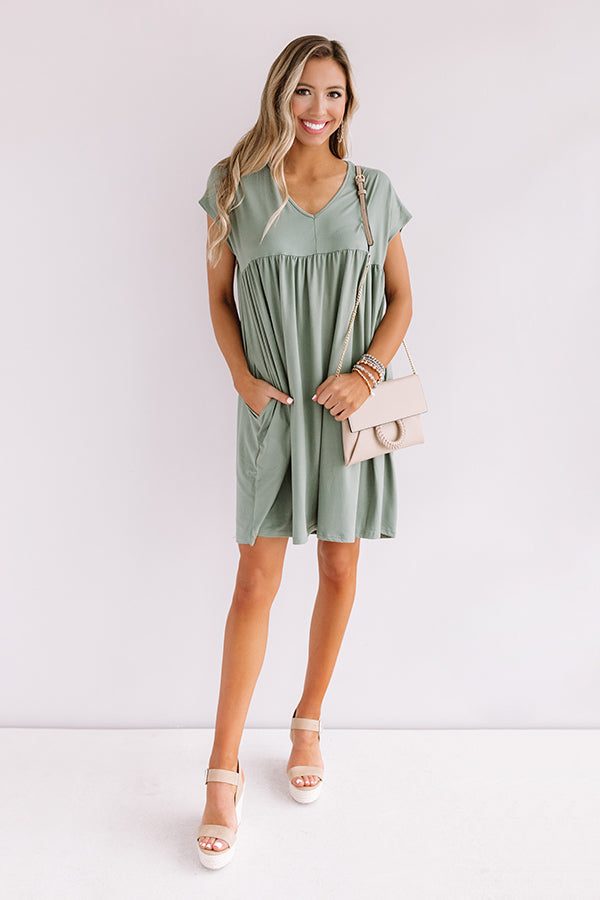 Dunes And Daydreams Babydoll Dress In Sage Dunes And Daydreams Babydoll Dress In Sage