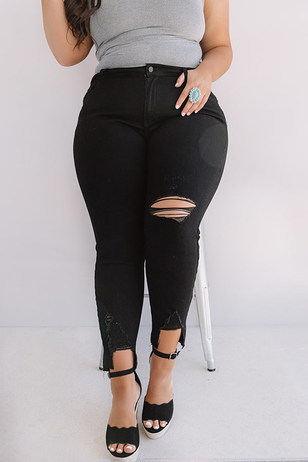 KanCan The Emory High Waist Distressed Ankle Skinny in Black Curves