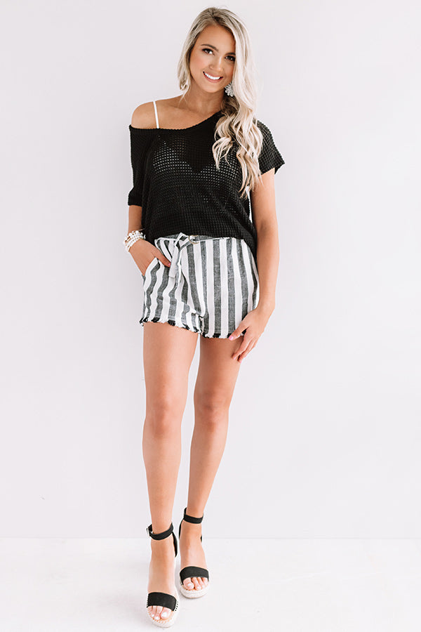 Cafe Crush Waffle Knit Top In Black
