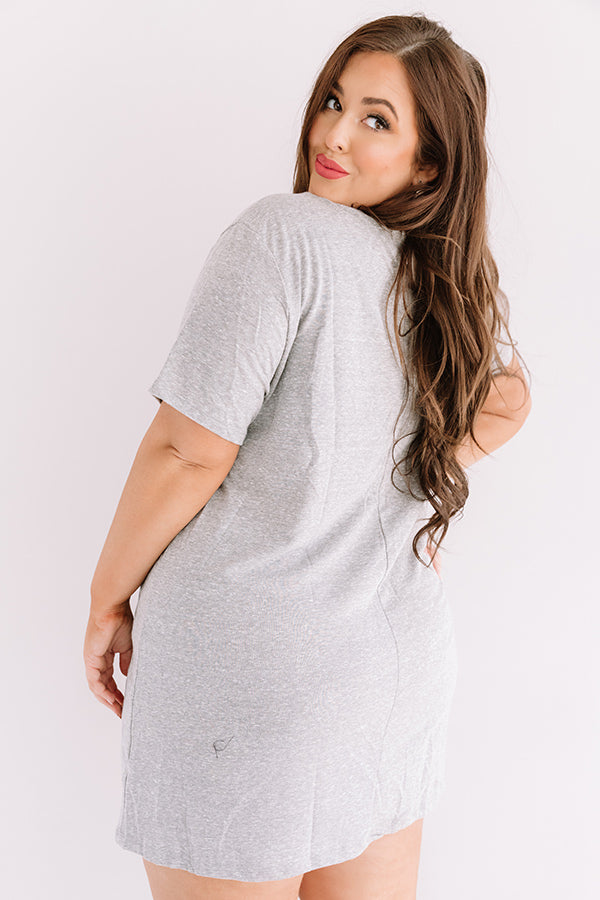 Cabo Chic Embroidered T-Shirt Dress In Grey Curves Impressions Online Boutique Cabo Chic Embroidered T-Shirt Dress In Grey Curves Impressions Online Boutique