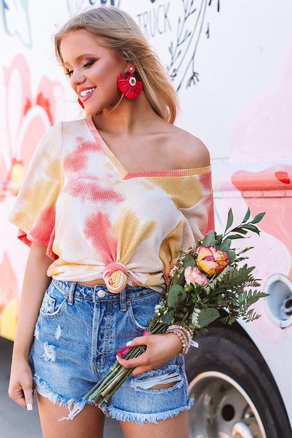 Ocean Obsessed Tie Dye Top In Orange