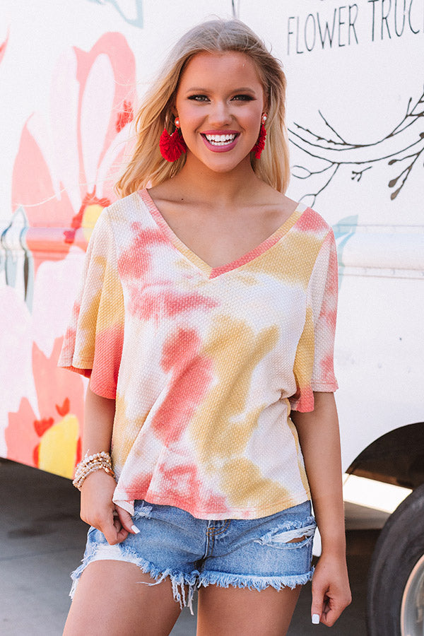 Ocean Obsessed Tie Dye Top In Orange