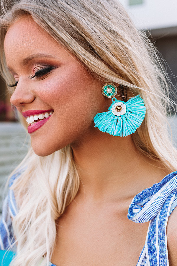 Endless Dreaming Fan Earrings In Light Turquoise