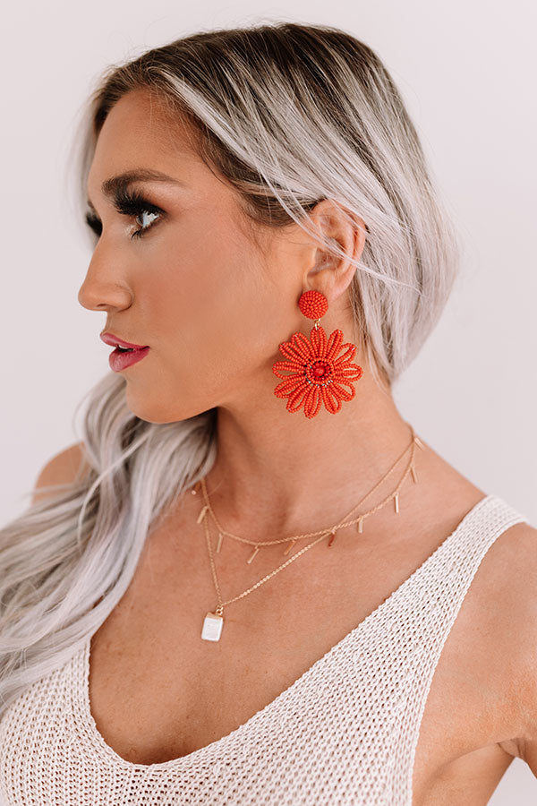 Coast My Way Beaded Earrings In Red