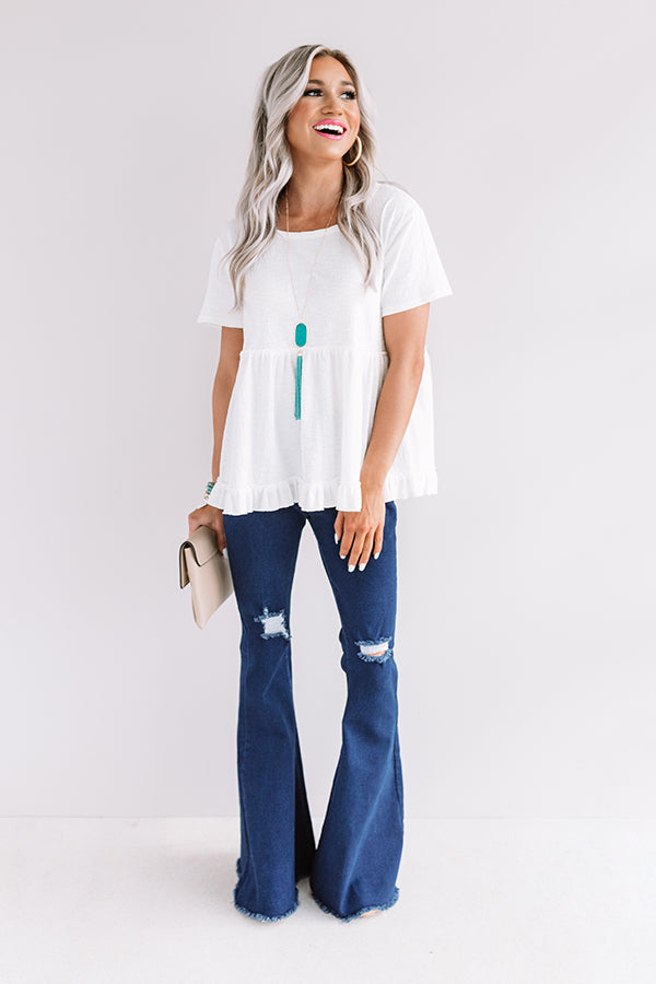 Seagrove Sunset Babydoll Top In White