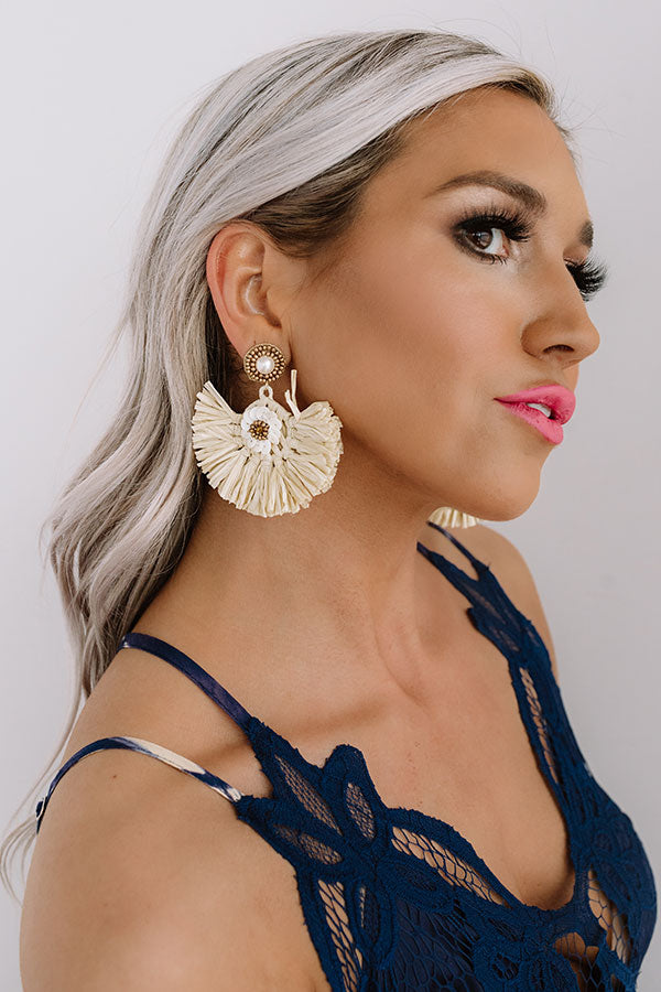 Endless Dreaming Fan Earrings In Tan