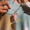 Kendra Scott Rayne Gold Long Pendant Necklace In Iridescent Coral Illusion Image - 1