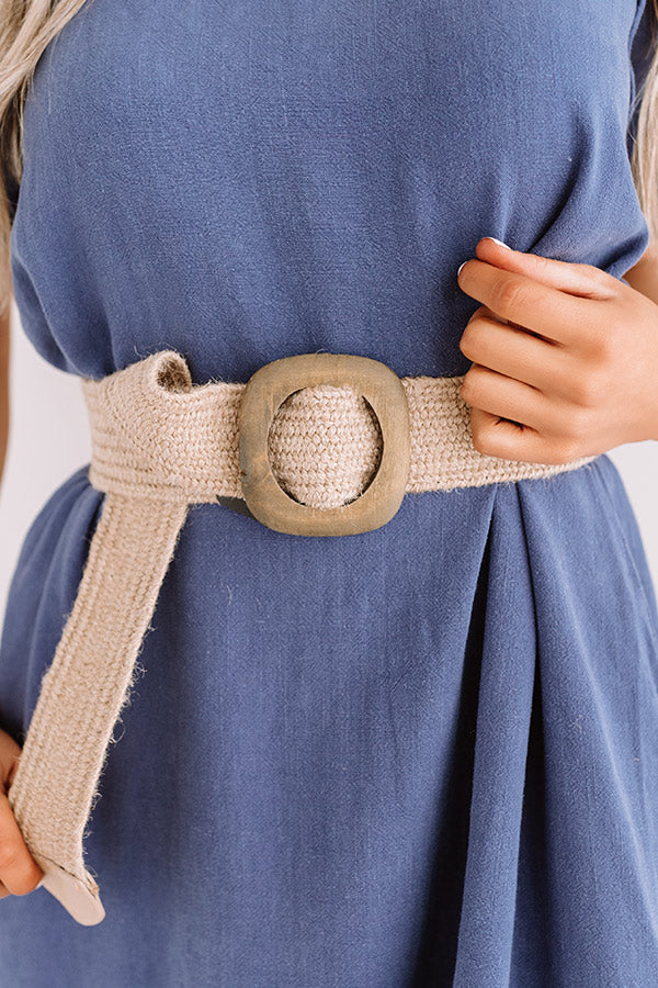 Chic Showstopper Woven Belt In Khaki
