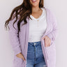 Brunching Babes Popcorn Knit Cardigan In Lavender Curves Image - 1