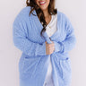 Brunching Babes Popcorn Knit Cardigan In Sky Blue Curves Image - 1