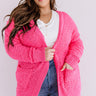 Brunching Babes Popcorn Knit Cardigan In Hot Pink Curves Image - 1