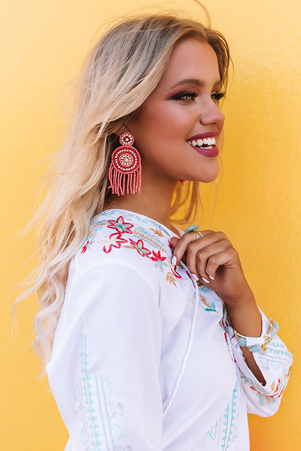 Patio, Please Beaded Earrings In Peach
