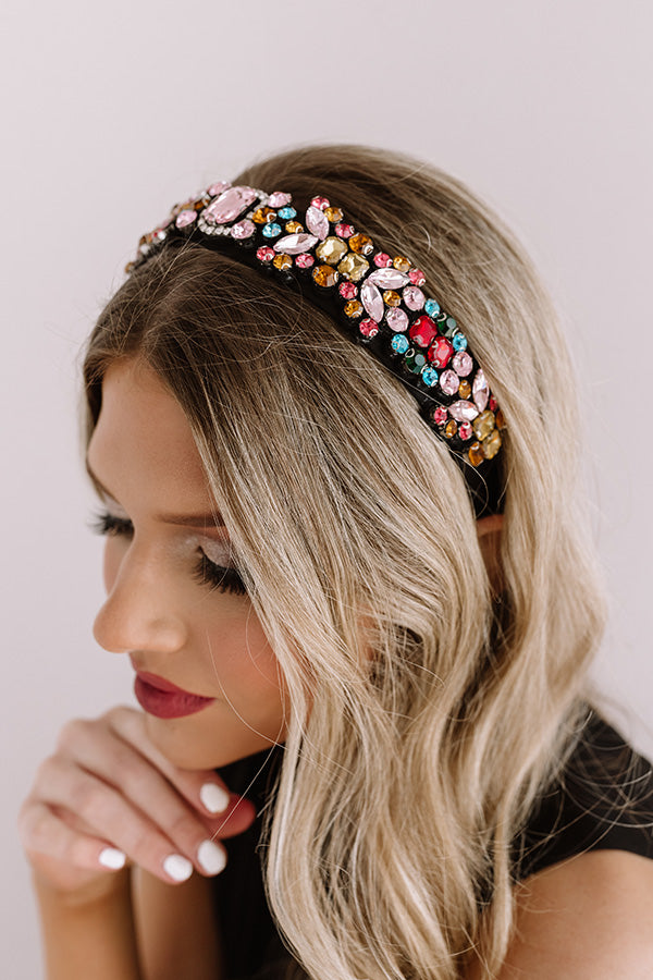 Real Talk Embellished Headband In Black
